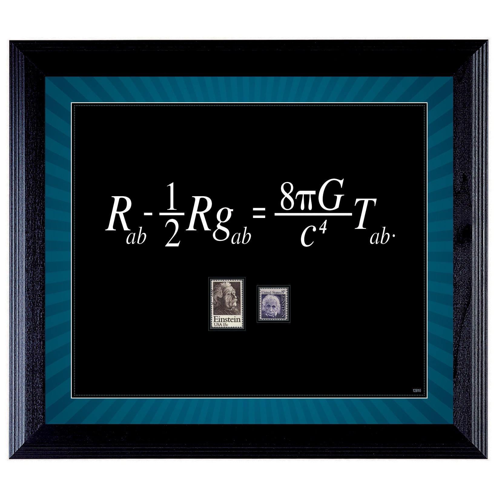 Black Wood Theory of Relativity Wall Frame with Stamps