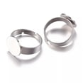 thumbnail image 2 of GKNET 10X Stainless Steel Adjustable Ring Blank With Round Pad Ring Base Bezel Setting-Half-12mm, 2 of 9