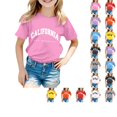 thumbnail image 1 of SUXIAN T-shirts pour Enfants Mode Décontractée Imprimé Col Rond Ample Manches Courtes T-Shirt Haut Col Rond Hauts pour Filles Rose_002 5-6 Ans, 1 of 4