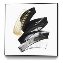 Giant Art Canvas  20x20 Golden Brushstroke I Framed in White