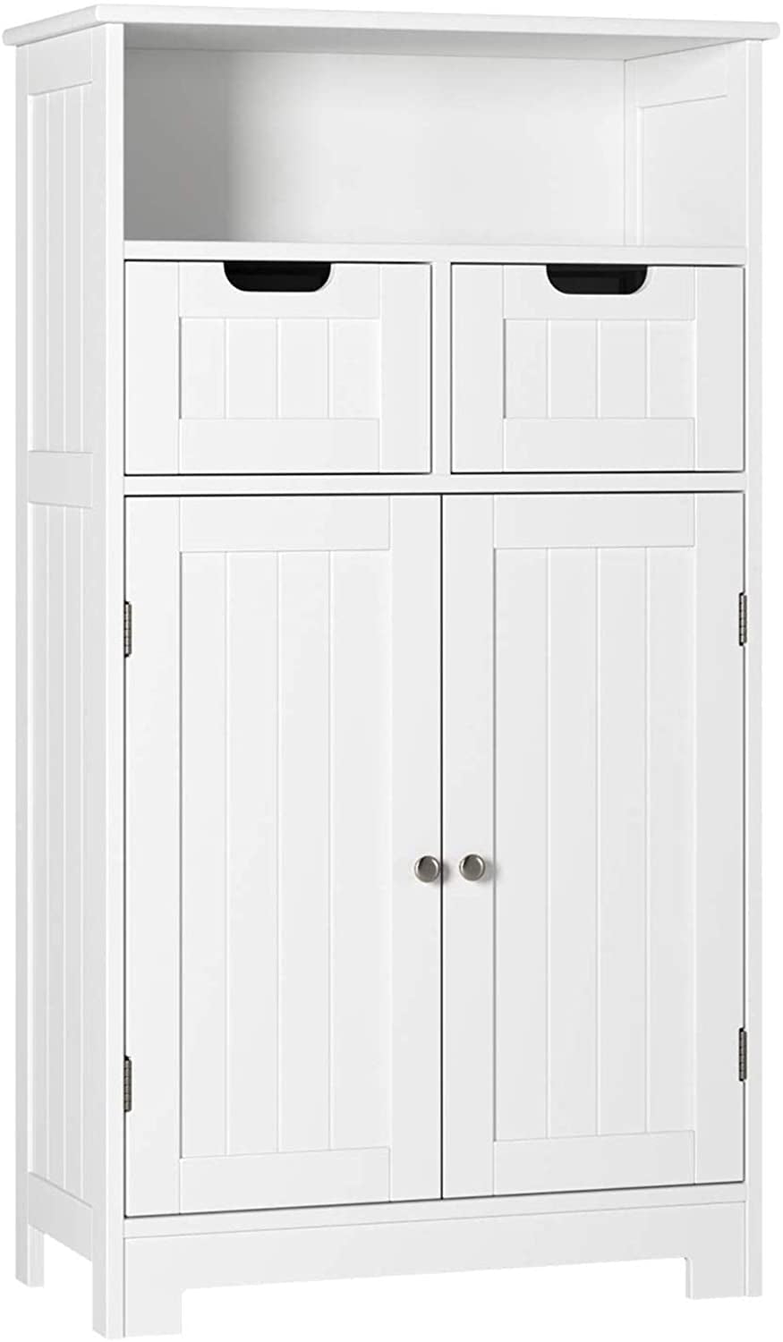 Homfa Bathroom Floor Storage Wood Linen with Doors and