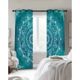 thumbnail image 4 of Teal Boho Blackout Curtains for Bedroom Living Room Darkening Curtains 63 Inches Long Vintage Ethnic Tribe Abstract Art Window Curtain 2 Panels Set Insulated Window Treatment Grommet Drapes 42"x63", 4 of 9