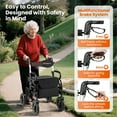 thumbnail image 6 of Giantex Walkers for Seniors, Folding Rolling Walker w/Reversible Backrest, Detachable Storage & Umbrella Holder, Black, 6 of 9