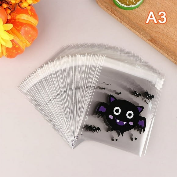 100PCS Halloween Candy Bag Gift Cookie Bags Biscuits Snack Plastic Packaging