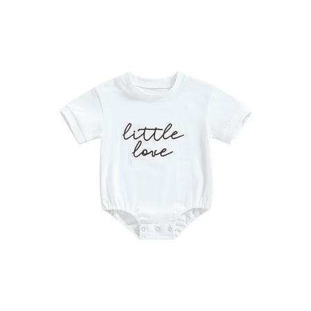 

Bagilaanoe Newborn Baby Girl Boy Rompers Letter Embroidery Short Sleeve Bodysuits 3M 6M 12M 18M Infant Casual One Piece Short Jumpsuit