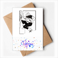 thumbnail image 1 of Black Winter Sport Skiing Illustration Welcome Back Greeting Cards Envelopes Blank, 1 of 3