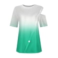 thumbnail image 5 of Teissuly Women'S 2024 Summer Casual And Comfortable Gradient Color Cold Shoulder Button Splicing Short-Sleeved Round Neck Top/Shirt, 5 of 7