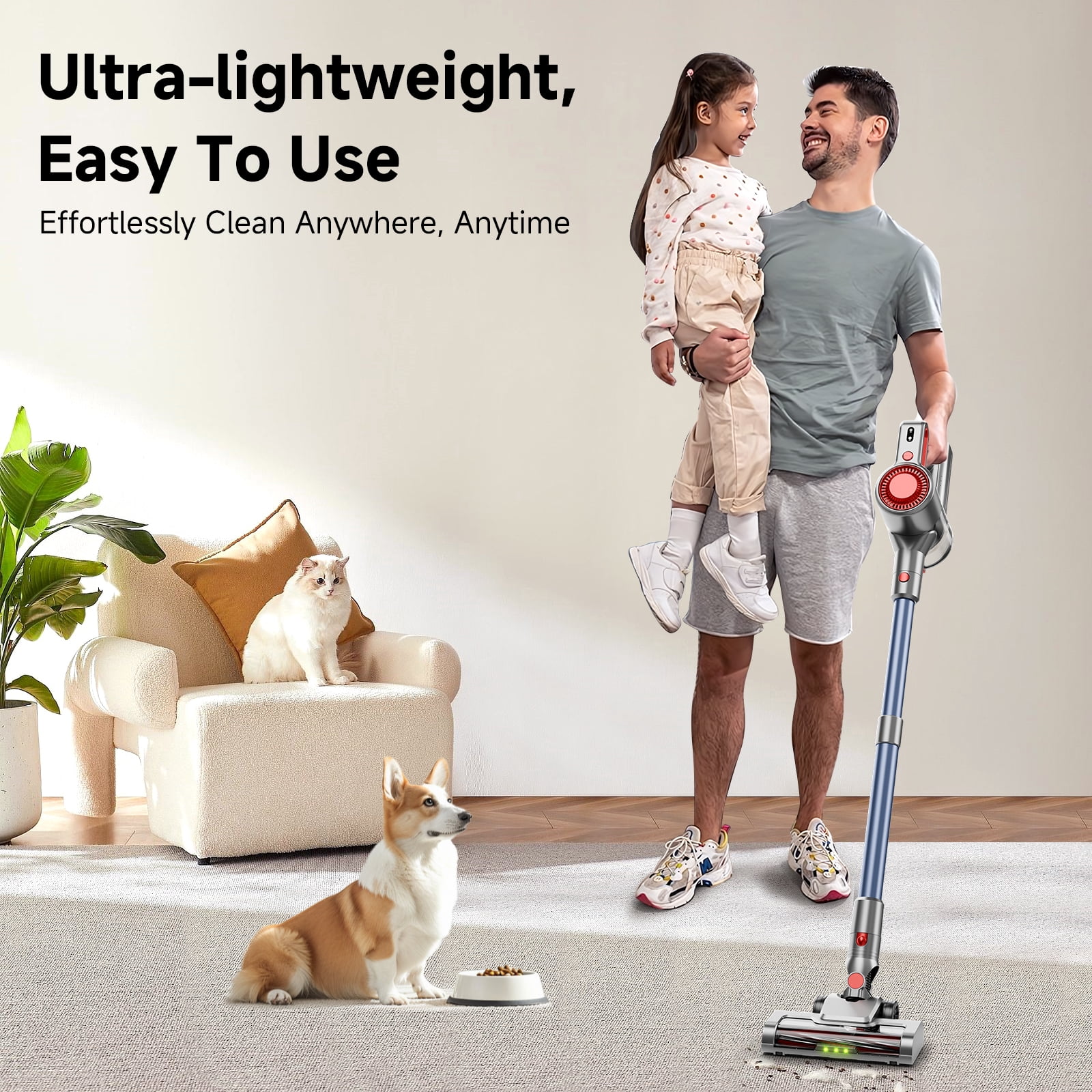 Yoomi Cordless Vacuum Cleaner, 8 in 1 Lightweight Handheld&Stick Vacuum for Home Hard Floor Carpet Pet Hair