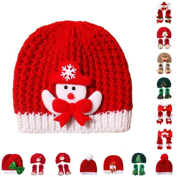 SIYUDAN Kids Christmas Hats Baby Beanie Knit Beanie Warm Winter Hat for Babies Cold Weather Holiday Fashion Headwear