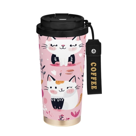 BZSMCE Coffe Bottles Stainless Steel Travel Mug With Fasshion Playful Paws Printed