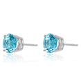 thumbnail image 5 of 14K Solid White Gold 7mm Swiss Blue Topaz Studs Gemstone Solitaire Earrings December Birthstone Jewelry, 5 of 10