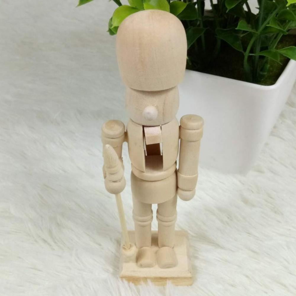6 Pcs Unpainted Wooden Nutcracker Figurines DIY Blank Craft Kit for Christmas Ornaments