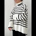 thumbnail image 4 of Suéter de Cuello Alto A Rayas para Mujer, Suéter Holgado Que Combina con L, 4 of 10