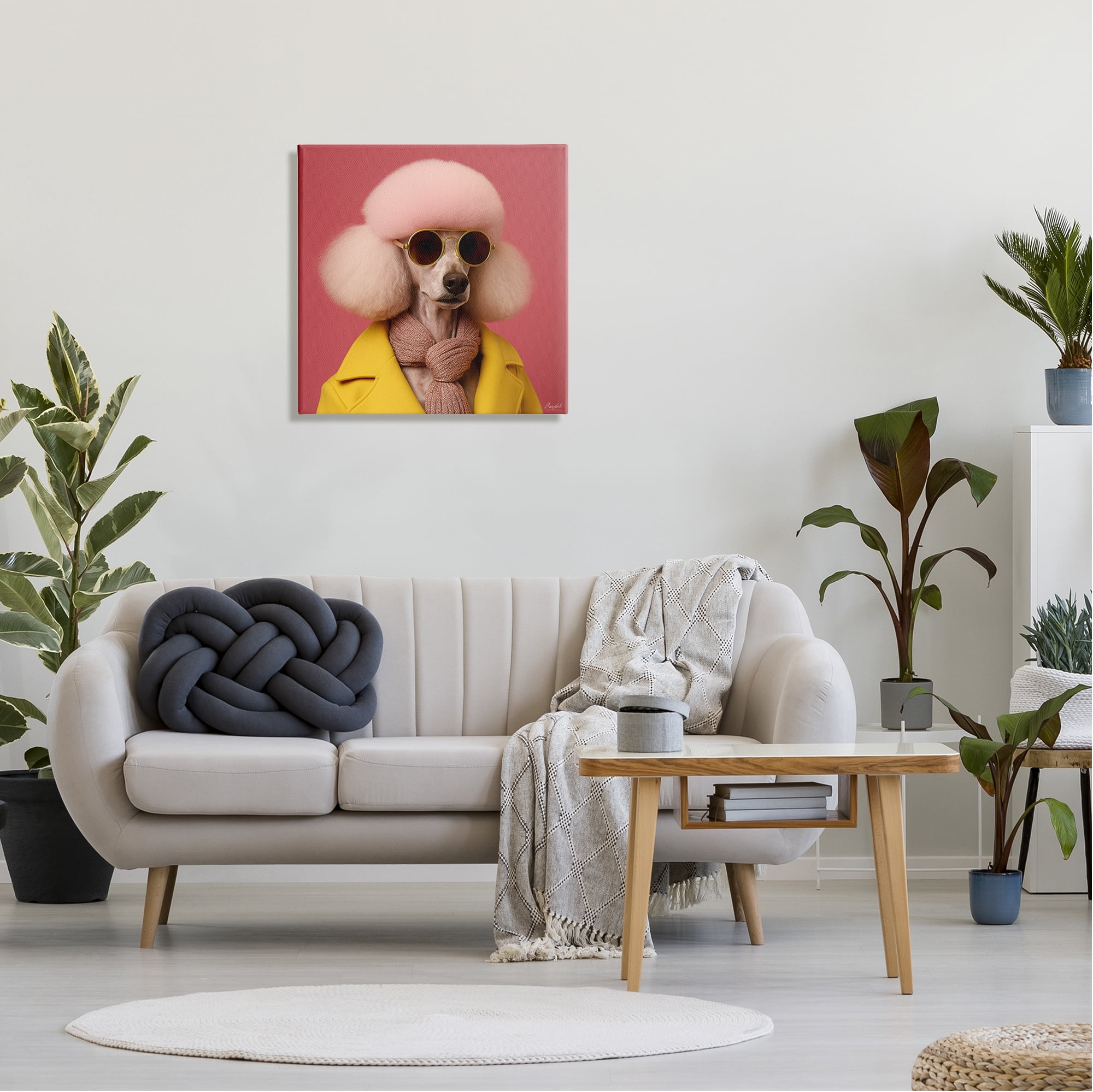 Stupell Industries Chic Poodle Fashion Animals & Insects Painting Gallery Wrapped Canvas Art Print Wall Art, 24 x 24