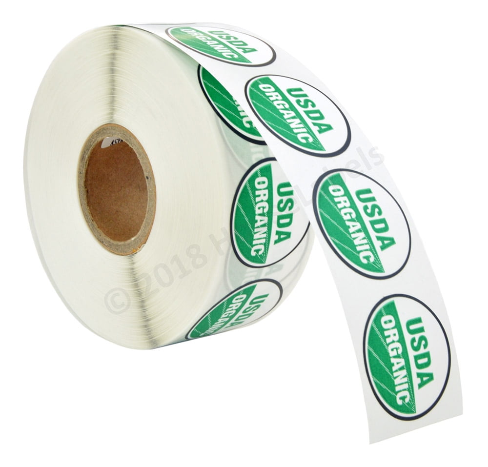 USDA Organic Labels 1" Round Circle Dots Adhesive Stickers 1000 labels 1 Roll