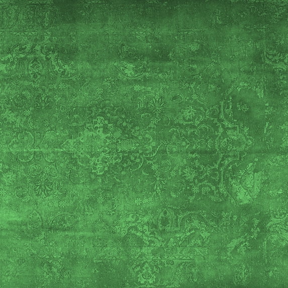 Ahgly Company Indoor Square Persian Emerald Green Traditional Area Rugs, 3' Square