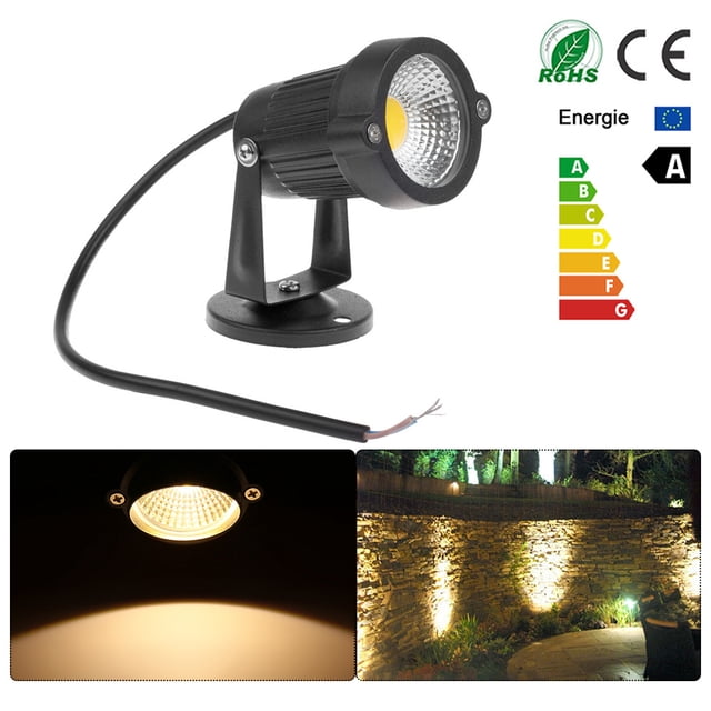 Impermeable 5 * 1W Cob Led Césped Jardín Luz De Inundación Patio Camino Proyector Lámpara Con Base Impermeable Blanco Cálido Ac / Dc 12V Inevent HA024182-00