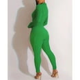 thumbnail image 6 of SMihono Bubble Texture Workout Jumpsuit for Women Zip Up Stand Collar Bodycon Romper Fashion Trendy One Piece Long Bodysuit Green 6, 6 of 6