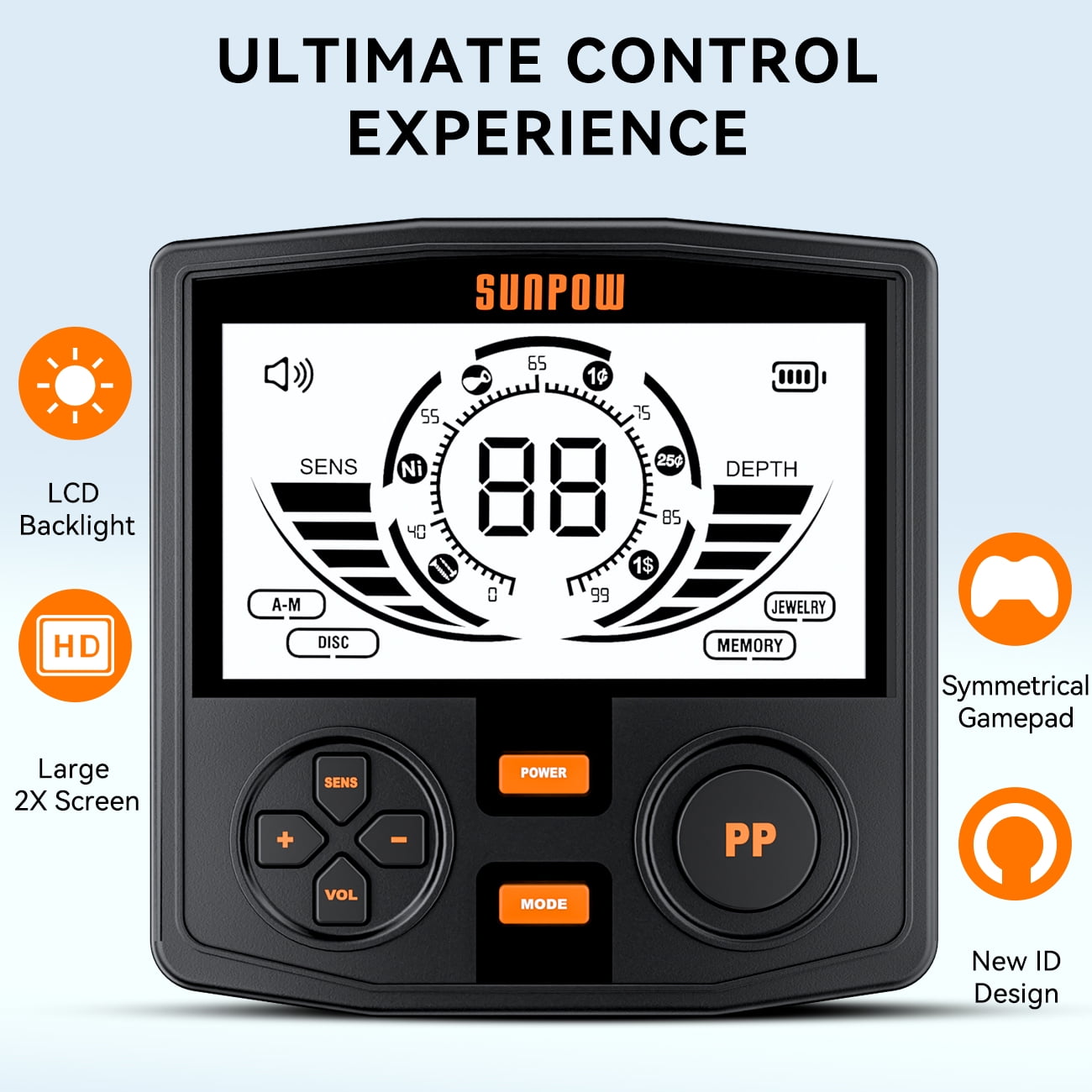 High-Precision Professional Metal Detector for Adults - Dual Backlit LCD Display, Advanced DSP Chip, and 12" Waterproof Coil, 5 Modes, Rugged Spiral Structure with Adjustable Length