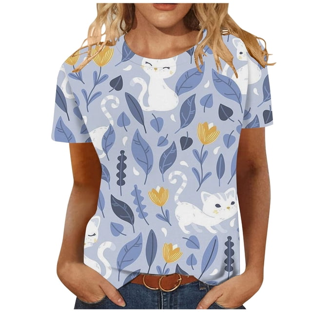 Camisas Awdenio para mujer, liquidación, blusas de moda para tallas pequeñas, estampadas, mangas 3/4, cuello redondo, blusas casuales, ofertas