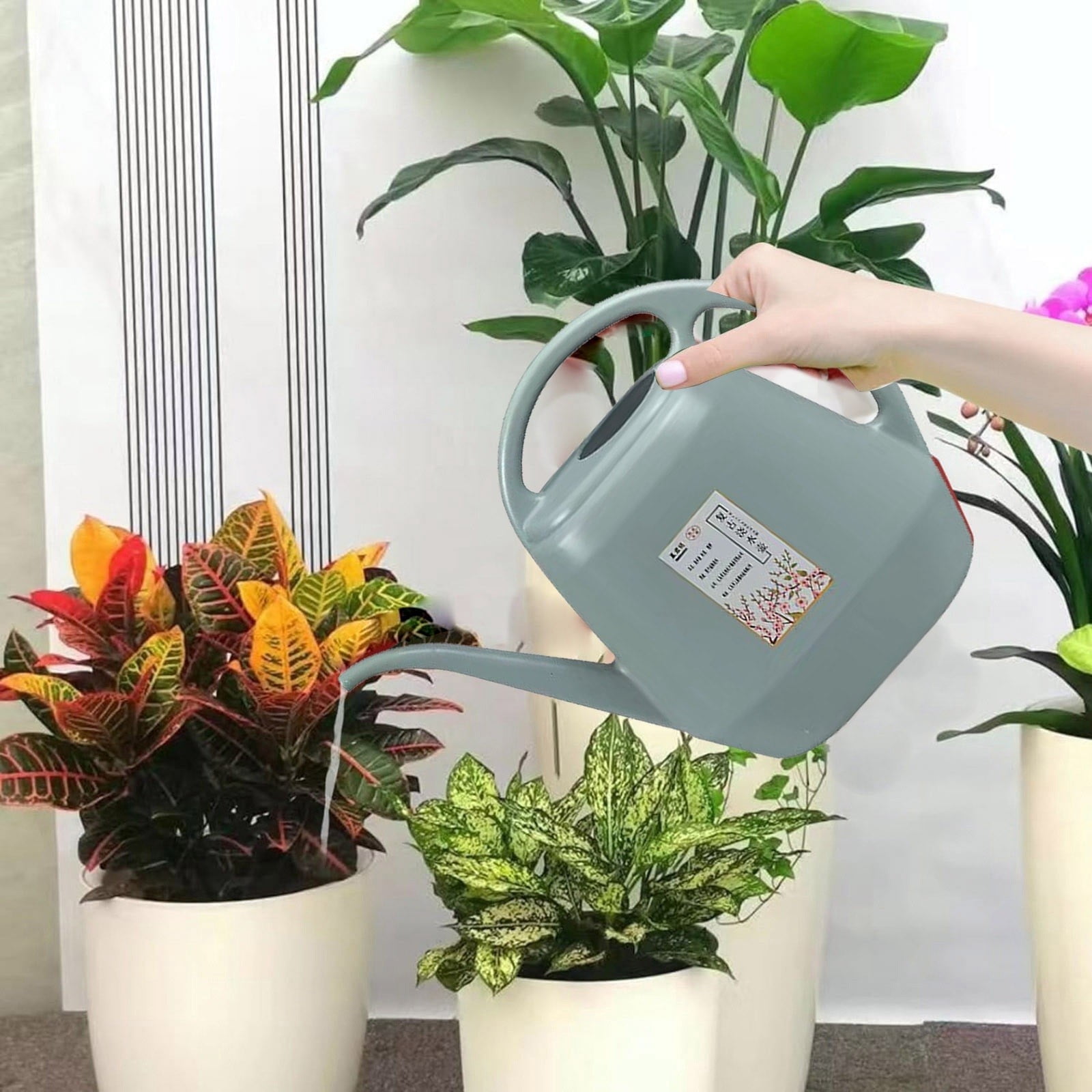 Indoor Watering Can 1 Gallon Blue-gray, Long Spout, Lightweight, Anti- Handle, Ideal for Delicate Flowers and Seedlings,Blue-gray