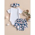 thumbnail image 4 of Faithtur Ensemble Pantalon Fille Enfants, Fête de Rue Décontractée Manches Courtes Body + Short + Bandeau, 4 of 8