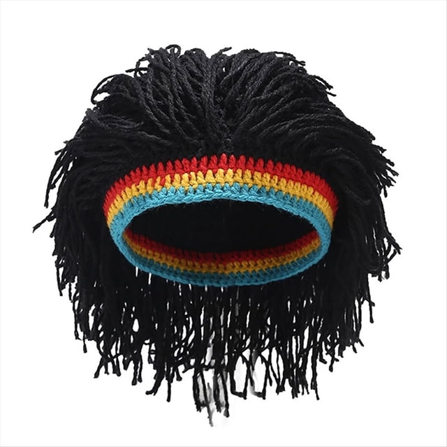 A Peluca Gorros para Hombre Gorra de Hip Hop Ganchillo Hecho una Mano Gorro Cálido de Invierno Gorro Halloween Navidad Regalos de Cumpleaños Peluca Divertida para Fiesta