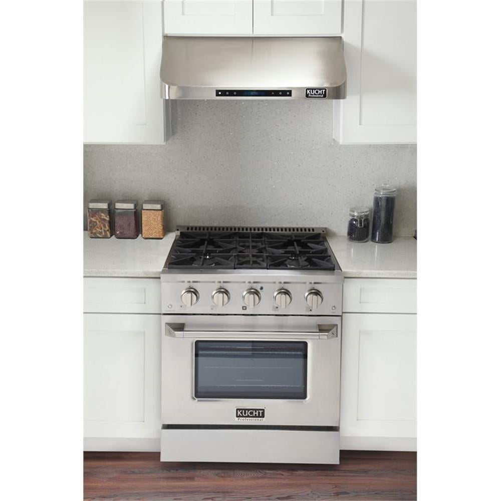 Pemberly Row 30" Stainless Steel Propane Gas Range with Knobs in Silver