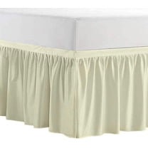 College Dorm Bedskirt, 32 Inch Drop 100% Microfiber Lightweight Ruffled, Twin-XL Size (39" x 80") Elastic Bed Skirt - Ivory Solid