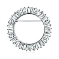 Bling Jewelry Womens Purple Amethyst CZ Baguette Cut Eternity Circle  Brooche Pin Silver Plated