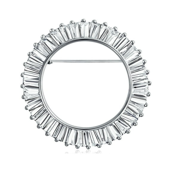 Bling Jewelry Womens Purple Clear CZ Baguette Cut Eternity Circle Brooch Pin Silver Plated