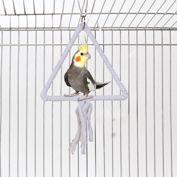 Percha imitadora de balanceo de cuerda para jaulas de pájaros, soporte colgante resistente a la mordida y juguete de cama blanda para periquitos, canarios, periquitos, ninfas, loros pequeños,
