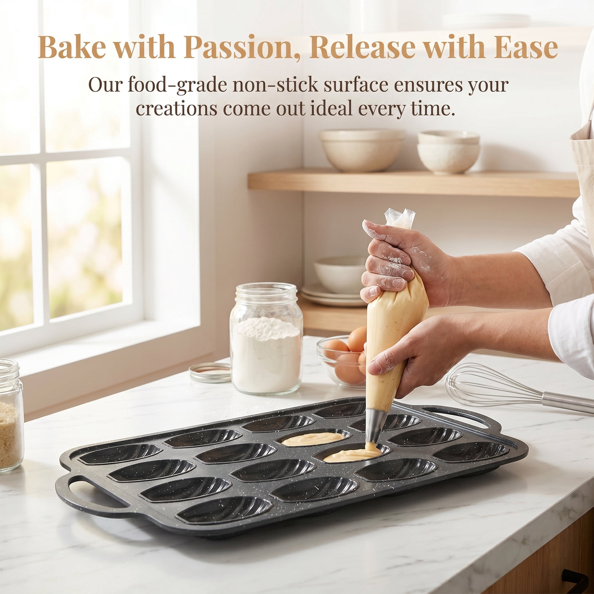 Unique Bargains Baking Pan 24-Cup Speckled Tray with Loop Handles Black 14.8"x9.9"x0.8"