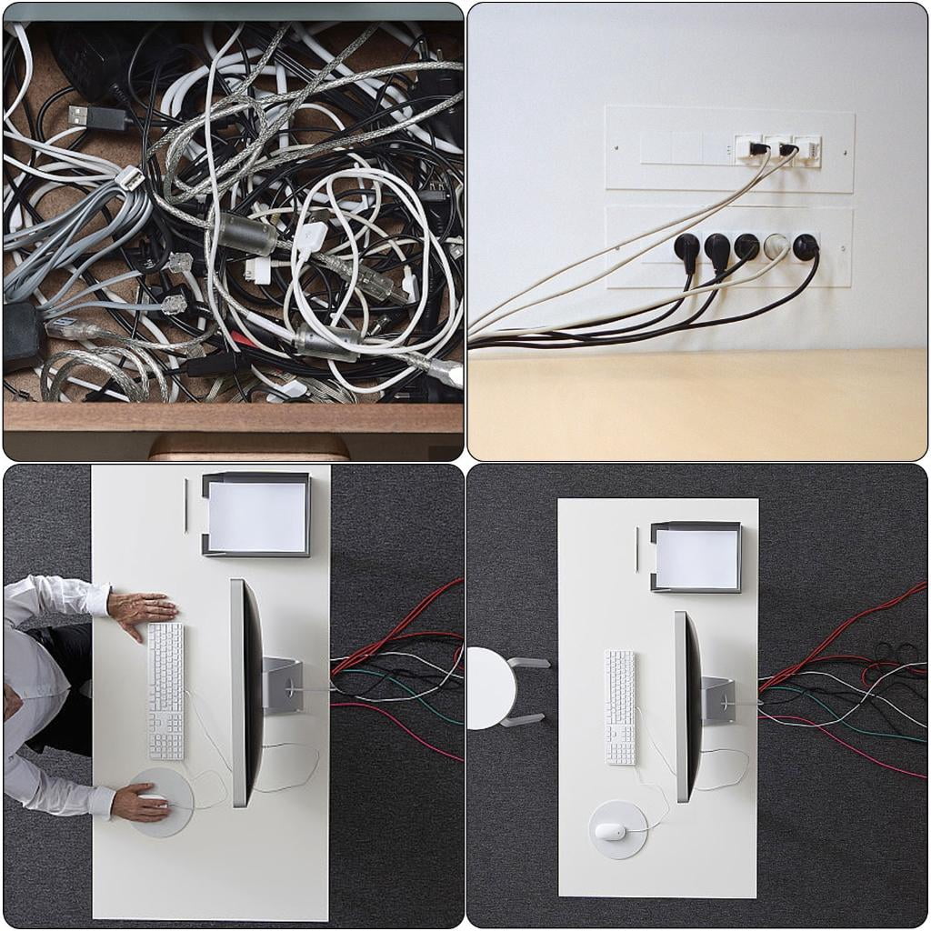 Youthyao Multipurpose Metal Desk Grommet with Brush Cable Hole Cover Cable Management Grommets Multiple for Organized Workspaces