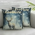 thumbnail image 3 of ONETECH  Hello Winter Wonderland Reindeer Fox Decorative Throw Pillow Covers Forest Deer Owl Animal Snow Outdoor Porch Patio Home Decor, Blue Watercolor Tree Mountain Sofa Cushion Case, 3 of 5
