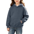thumbnail image 2 of DJDLJWCJ Big Girls Long Sleeve Hoodie Solid Color Warm Pullover Sweatshirt Stretch Soft Comfy Hooded Sweatshirts Dark Gray Size 3T, 2 of 9