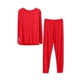 thumbnail image 6 of NominalSnug Womens Plus Size Pajamas Sets Long Sleeve Tops Sleepwear High Waisted Pants Cozy Homewear, 6 of 8