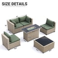 thumbnail image 6 of Amopatio 6 Pieces Patio Conversation Set With Firepit, Outdoor Sectional PE Rattan Wicker Furniture Seat,GREEN, 6 of 12