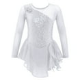 thumbnail image 2 of YONGHS Kids Girls Figure Ice Skating Dress Competition Dance Costume Ballet Tutu Leotard 4-14 White 6, 2 of 5