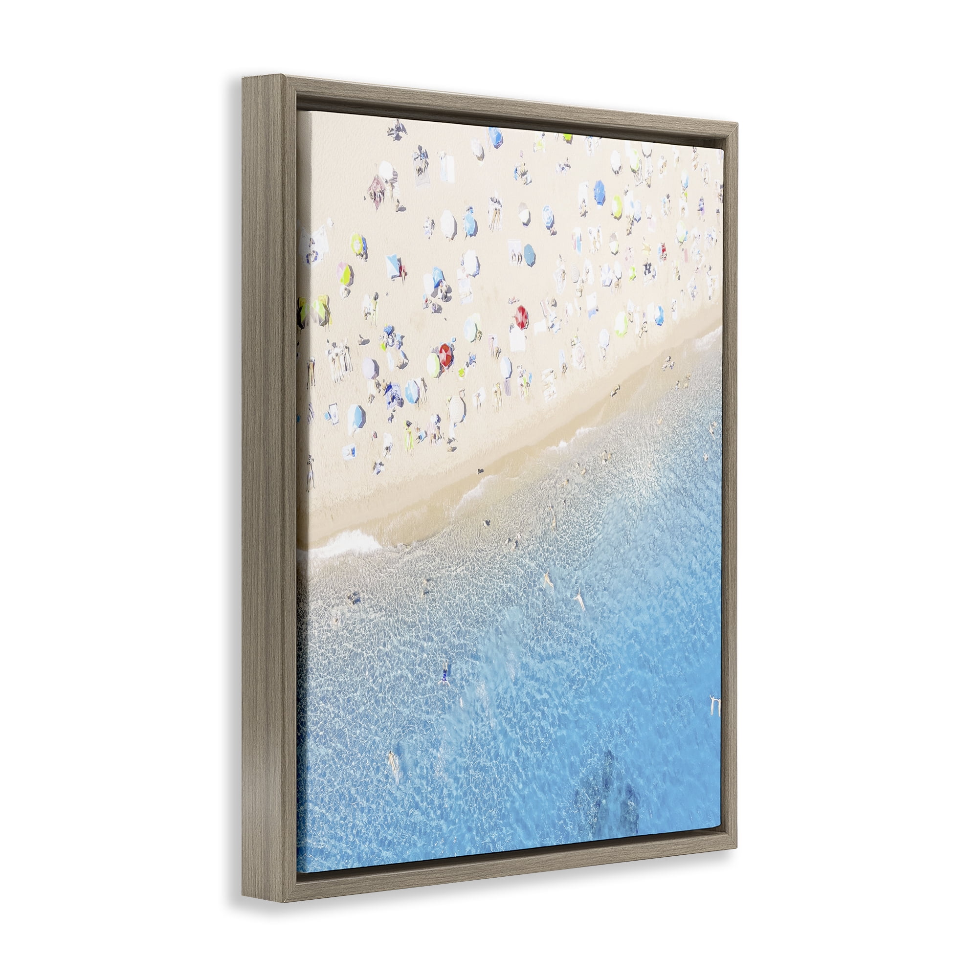 Stupell Industries Happy Beach in Summer Brown Framed Floater Canvas Wall Art, design by Leah Straatsma