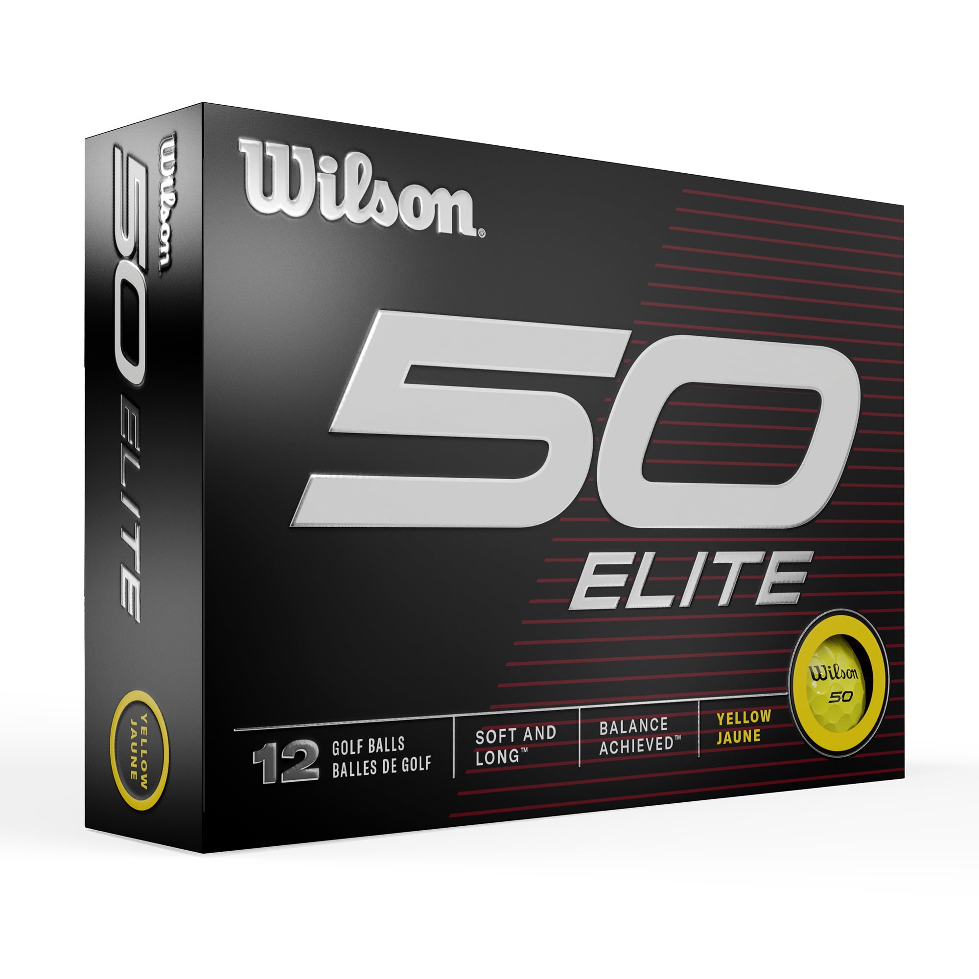 2023 Wilson Fifty Elite Golf Ball, Yellow, 12Pack
