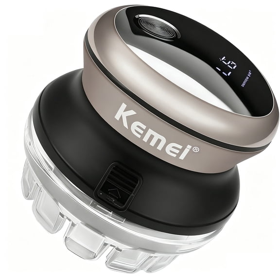 KEMEI Hair Clippers for Men, Cordless Circular Self Haircut Kit with Automatic Rotating Head and LED Display