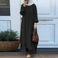 thumbnail image 2 of Women's 2 Pieces Sets Long Sleeve Button Down Shirt And Pants Abaya Casual Dress Dubai Outfits, 2 of 4