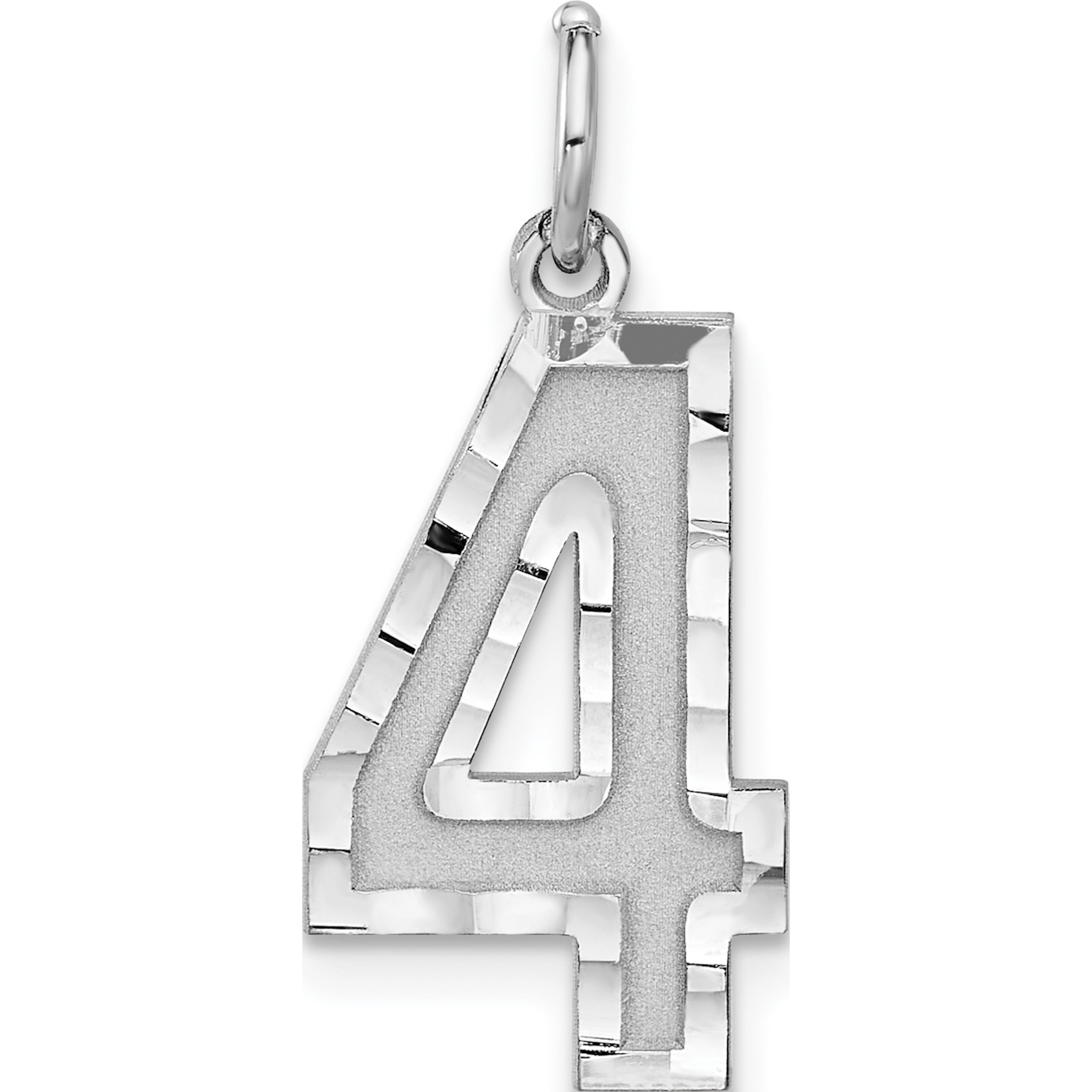 SWEET PEA JEWELLERY Sterling Silver Rhodium-Plated Large Diamond-Cut #4 Charm - Jbsp