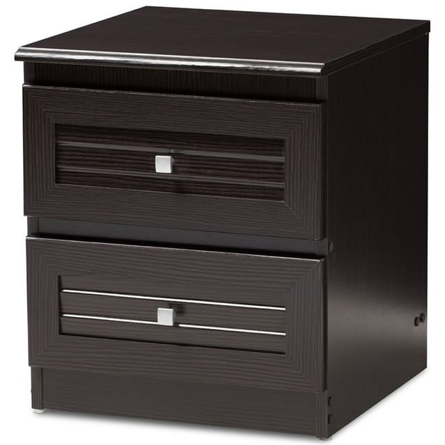 Baxton Studio Carine Table de Chevet 2 Tiroirs en Wengé Marron
