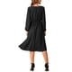 thumbnail image 3 of Vestido Casual de Manga Larga con Cuello Redondo para Mujeres, Cintura Alta, Plisado, Corte A, Fluido, XL, Negro, 3 of 5