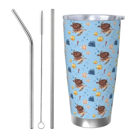

Goofa Sea Turtle for 20 oz Skinny Tumbler Stainless Steel Coffee Mug Slim Vacuum Insulated Travel Cup Car Cup-Straw Three-piece Set