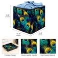 thumbnail image 3 of Peacock Feathers Foldable Toy Box with Handle, 10.8"x10.5"x10.6", Large Capacity Cube Organizer Bins, 3 of 6