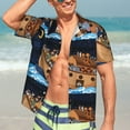 thumbnail image 4 of KLL Men's Hawaiian Shirt Short Sleeve Button Down Beach Shirts-Ocean Scene with Noah's Ark, 4 of 6