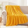 thumbnail image 3 of Exclusivo Mezcla Large Flannel Fleece Velvet Plush Throw Blanket - 50" x 70" (Mustard Yellow), 3 of 7
